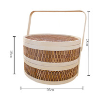Panier tressé à la main en bambou de style chinois pour bacon, saucisses, zongzi, gâteaux de lune, œufs de crabe, fruits - Idéal pour anniversaires, mariages et fêtes