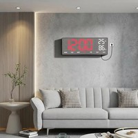 Jam Dinding Digital LED Elektrik Besar 15 Inci dengan Remote Control, Kalender, Termometer, Higrometer, Timer Hitung Mundur, Dekorasi Rumah