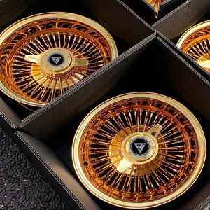 Jantes en acier inoxydable à rayons, 13, 14, 16, 18 pouces, 72 ou 100 rayons, entièrement dorées, pour Rolls Royce, Cadillac, <span class=keywords><strong>Thunderbird</strong></span>, Chevrolet - Product Image 2