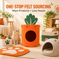 Maison pour chat en feutre en forme de carotte personnalisée, lit-caverne d'intérieur pour animaux de compagnie avec motif de feuilles vertes pour chats et petits animaux, vente en gros OEM ODM
