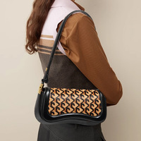 Sac à bandoulière rétro européen et américain SOLING en cuir véritable premium et crin de cheval, motif léopard
