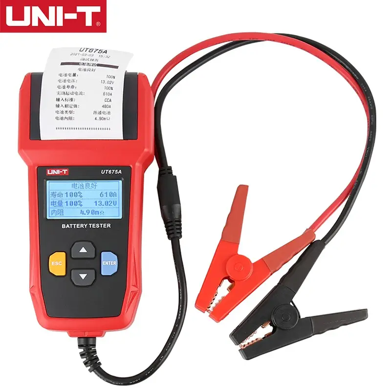 UNI-T Xe pin Tester ut675a 12V 24V DC sạc Analyzer Công suất tải Tester cranking hệ thống kiểm tra 40-2000cca