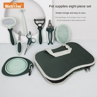 Ensemble de brosses manuelles pour le toilettage des animaux de compagnie (chats et chiens) : ciseaux, brosse démêlante, brosse de bain, peigne démêlant, bols en plastique