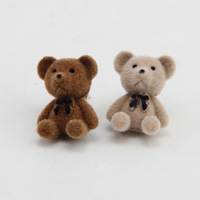 Koreanische süße Flock ing Plüsch Bär Teddy Drop Dangle Ohrringe Brown Delicate Teenage Soft Girl Ohrclip Handmade Ohrring