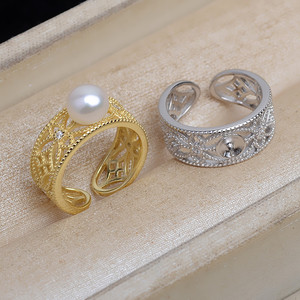 Customized Vintage Handmade S925 Silver <b>Pearl</b> <b>Ring</b> Accessories Bulk Orders Processed Based Picture Samples Wenchi Brand Model - Product Image 1