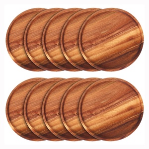 Japanese Acacia Wood Plate Creative Round Solid Wood <strong>Tray</strong> for Dried Fruit <strong>Dessert</strong> &amp; Cup Dried Fruit <strong>Dessert</strong> Fruit Plate - Product Image 1