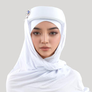 غطاء رأس إسفنجي مخيط يدويًا بطيات تصميم رأس عمامة إسلامية أنيقة صلبة مع حجاب - Product Image 6