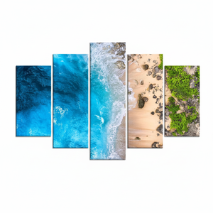Elegant Art Deco Beach <b>Canvas</b> Prints Coastal Seascape <b>Wall</b> Decor SET of 5 PANEL PRINTS with HANGING FUNCTION - Product Image 2
