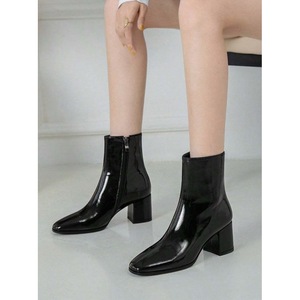 Eleganti Stivaletti Chelsea da Donna con Zip Laterale, Tacco Alto e Punta Robusta, Altezza Media Polpaccio, Suola Traspirante in PU - Product Image 5