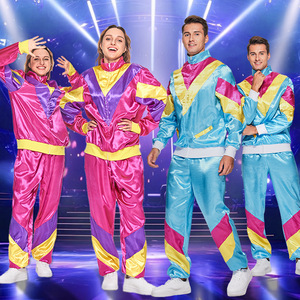 Costume de scène disco des années 80 unisexe pour adultes, tenue sportive punk hip hop, tenue de fête d'Halloween, ensemble de survêtement coloré - Product Image 1