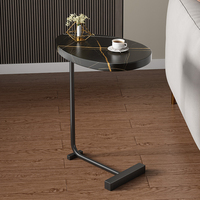 Table basse ovale compacte pour salon, meuble d'appoint en bois avec pieds en métal, table basse moderne miniature mobile