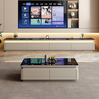 Moderne Luxus Glasplatte Massivholz TV-Ständer und quadratische Couch tisch Set Multifunktion für Home Living Room Furniture Design