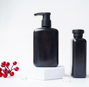 Suministro de 350ml de plástico negro PET baño Mousse espuma jabón biberón negro cuadrado plano reutilizable botella de plástico para lavar el cuerpo - Product Image 3