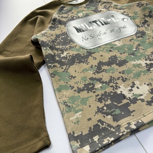 Clothing Manufacturer Wholesale Custom Dtg Printing Camouflage Oversized Casual comfort <b>Waffle</b> Knit Long Sleeve <b>Shirt</b> - Product Image 2