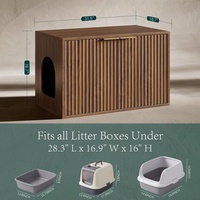 Meuble de rangement pour litière en bois, moderne, pour intérieur, avec design cannelé, table d'appoint pour chat, durable, tendance, avec fermeture magnétique, pour salon