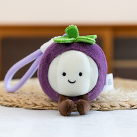 Porte-clés en peluche mignon Kawaii en forme de fruit, animal en peluche souriant, porte-clés doux avec dragonne, cadeau, souvenir de fête, vente en gros