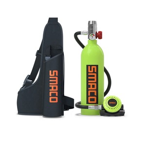 Tanque de Buceo Mini SMACO S400 Verde de 1L 200Bar, Cilindro de Aire de Aluminio Portátil con Manómetro para Snorkel - Product Image 1