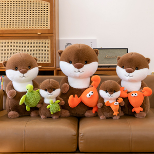 Peluche di Lontra Carina e Gambero Gluttono, Giocattoli di Peluche per Bambini, Regali di Compleanno, Bambole di Stoffa in Poliestere, Vendita Calda per l'Esportazione - Product Image 1