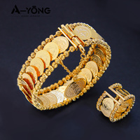 Parures de bijoux de Dubaï, bracelet manchette, anneaux ouverts et bracelets de créateur, ensemble de bijoux à pièces arabes