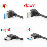 Kabel Adaptor 90 Derajat USB 3.0 A Pria Ke Wanita, Kabel Ekstensi Sudut, Kabel Pengisian Sinkronisasi Data USB, Kabel Kiri/Kanan/Atas/
