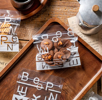 Sachet d'emballage transparent imprimé avec fermeture éclair, pochette en plastique refermable pour biscuits, bonbons, snacks, et produits de boulangerie