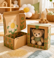 Boîte cadeau personnalisée en carton kraft avec fenêtre transparente en PVC, fermeture magnétique, gaufrage à chaud, écologique, recyclable, en carton brun pour présentation