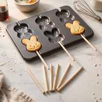 Vaisselle de cuisson multi-formes en acier au carbone, 4/8 tasses, poêle à biscuits et pâtisserie moule à bonbons avec jeu de bâtons en bois