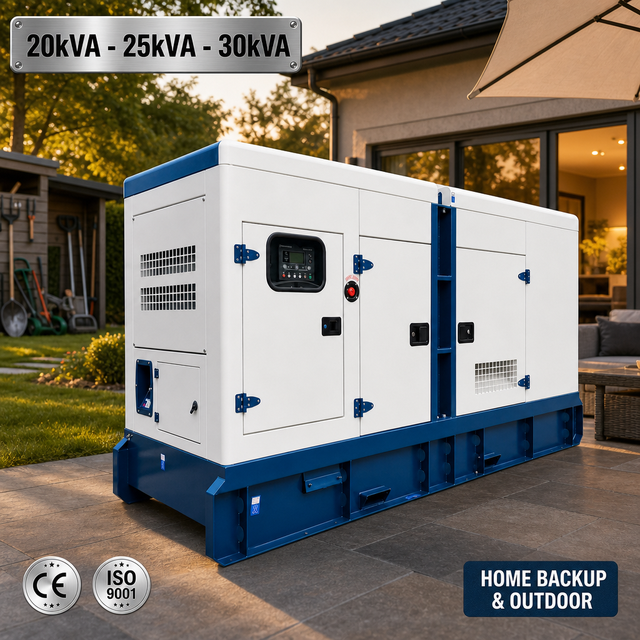 Portable Silent Diesel Generator Set 20kVA 25kVA 30kVA 3 Phase for Home Backup Outdoor Power