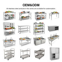 Étagères de cuisine commerciales en acier inoxydable, pieds réglables en hauteur, capacité de charge de 300 kg/m, garantie d'un an pour les restaurants