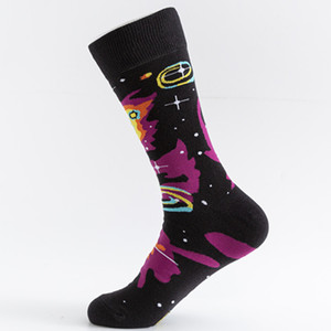 Calcetines de Algodón 200N con Diseño Abstracto de Galaxia Espacial, Constelaciones, Sistema Solar, Planetas, Estrellas, Bosques y Extraterrestres para Hombre - Product Image 2