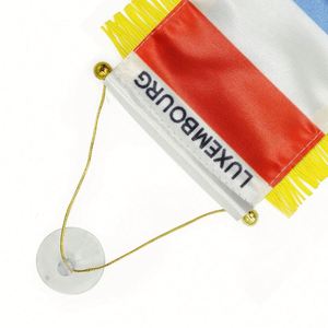ธงซาตินลักเซมเบิร์กแบบกำหนดเอง ธงขนาดเล็กสำหรับรถยนต์ พร้อมพู่สีเหลือง - Product Image 3