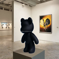 Sculpture populaire d'ours à gouttes de liquide, ours noirs faits à la main, figurine de pot à monnaie, peinture d'ours de dessin animé, statue d'ours