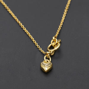 Mini Collana con Ciondolo a Cuore Dorato con <span class=keywords><strong>Alfabeto</strong></span>, Chiusura a T, Gioiello con Charm d'Amore per Donne - Product Image 2