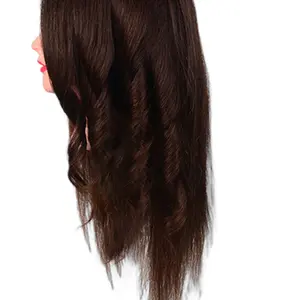 Latihan tata rambut manusia asli, kepala maneken rambut manusia dengan rambut panjang