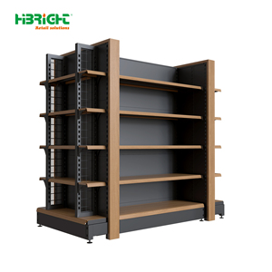 Étagère de présentation simple face noire pour supermarché avec bord avant orange, présentoir de marchandises pour magasin de proximité - Product Image 6