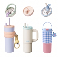 Gobelet isotherme personnalisé avec logo, 40/32/24/20 oz, avec poignée, paille amovible en Tritan, en acier inoxydable, tasse de voyage isolée sous vide