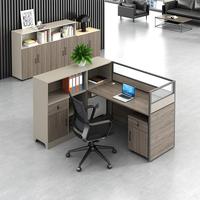 Bureau de travail modulaire de luxe moderne 6 places en panneaux de particules avec tiroir utilitaire et fixation au sol pour bureau à domicile
