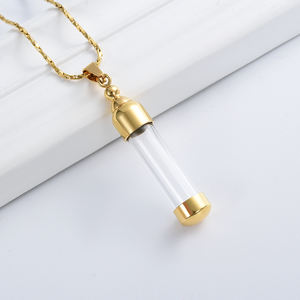 Jijd1022 tubo cilindrico di vetro in acciaio inossidabile gioielli per cremazione animale umano cenere ciondolo ricordo - Product Image 4
