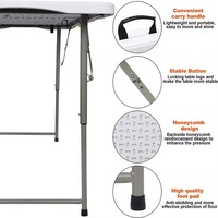 Table de pique-nique pliable portable en plastique de 120 cm, hauteur réglable, en aluminium, pour l'extérieur