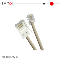 Kabel Telepon Datar Tembaga Dalam Ruangan RJ11 6P4C 1m 2m 5m dengan Konektor UK-US