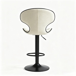 Tabouret de bar moderne en tissu avec base en métal noir, hauteur réglable, design contemporain, chaise de bar pour la maison - Product Image 3