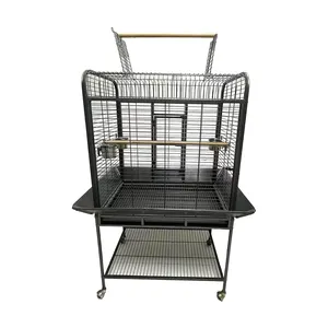 HC-BE-08Wire Birdcage With Pole Parrot And Pigeon Play Bowl Bird Feeding Supplies With Roof Birdhouse