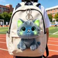 Porte-clés en peluche chat lumineux OEM d'usine, avec logo couleur personnalisé, oreilles lumineuses et base à moustaches, mini pendentif pour les distributeurs mondiaux d'accessoires