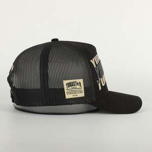 Venta al por mayor de logotipo de impresión personalizada Gorras de malla de algodón negro sombrero Oem al aire libre para hombre bordado 5 Panel deportes de alta calidad gorra de camionero - Product Image 4