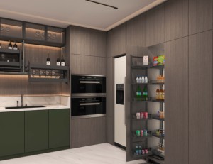 Fanke loạt Nhà máy cung cấp Nhà Bếp giỏ lưu trữ <span class=keywords><strong>bpo</strong></span> hai lớp bên kéo ra tủ bếp Kính đồ nội thất nhà bếp Quảng Đông - Product Image 4