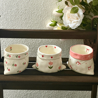 Mug à café en céramique unique, façonné à la main avec motif floral, couleur sous-glaçure créative, tasse à eau en céramique en forme de poche