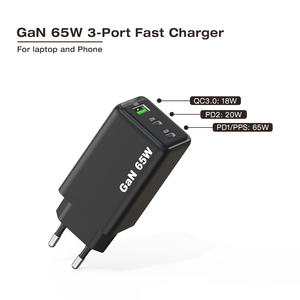Chất lượng cao 65Watt gan sạc QC3.0 PD phổ Adapter du lịch USB Sạc Loại C 65W tường siêu nhanh máy tính xách tay Sạc - Product Image 2