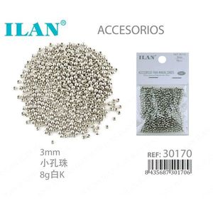Perline Metalliche ILAN 3mm con Foro Piccolo in Argento per Creazione di Gioielli e Accessori - Product Image 1