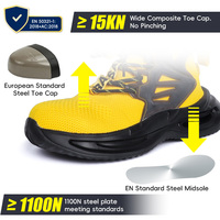 Zapatillas Ligeras con Puntera de Acero, Transpirables, con Plantilla BK Tejida, Suela de EVA Antideslizante, Zapatos de Trabajo Cómodos para Hombre