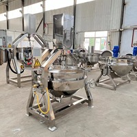 Machine de cuisson et de mélange alimentaire industrielle automatique à bascule, à agitation planétaire, à gaz et électrique, avec cuve à double enveloppe pour sauces et mélangeur
